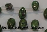 CRZ649 Top-drilled 9*14mm flat teardrop New ruby zoisite gemstone beads