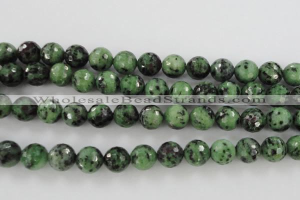 CRZ733 15.5 inches 12mm faceted round ruby zoisite gemstone beads