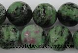 CRZ734 15.5 inches 14mm faceted round ruby zoisite gemstone beads