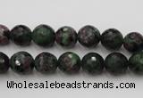 CRZ740 15.5 inches 9mm faceted round ruby zoisite gemstone beads