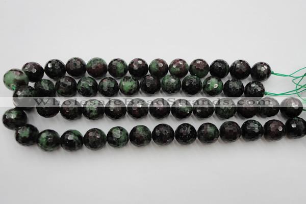 CRZ743 15.5 inches 15mm faceted round ruby zoisite gemstone beads