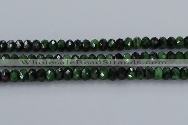 CRZ755 15.5 inches 6*10mm faceted rondelle ruby zoisite beads