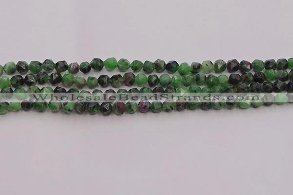 CRZ761 15.5 inches 6mm faceted nuggets ruby zoisite gemstone beads