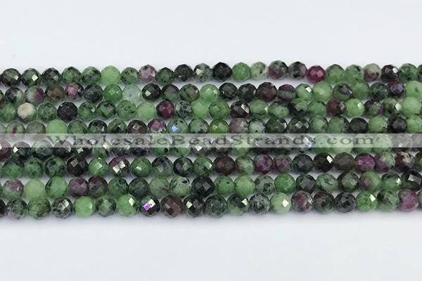 CRZ788 15 inches 5mm faceted round ruby zoisite beads