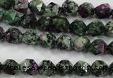 CRZ901 15.5 inches 6mm faceted nuggets Chinese ruby zoisite beads