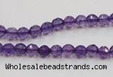 CSA12 15.5 inches 4mm faceted round synthetic amethyst beads