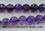 CSA17 15.5 inches 10mm faceted round synthetic amethyst beads