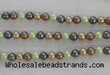 CSB1001 15.5 inches 4mm round mixed color shell pearl beads