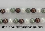 CSB1012 15.5 inches 6mm round mixed color shell pearl beads