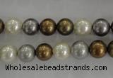 CSB1032 15.5 inches 8mm round mixed color shell pearl beads