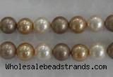 CSB1040 15.5 inches 8mm round mixed color shell pearl beads