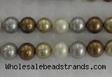 CSB1041 15.5 inches 8mm round mixed color shell pearl beads