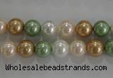 CSB1043 15.5 inches 8mm round mixed color shell pearl beads