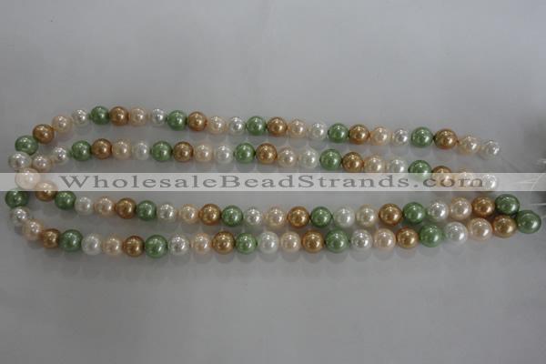 CSB1043 15.5 inches 8mm round mixed color shell pearl beads