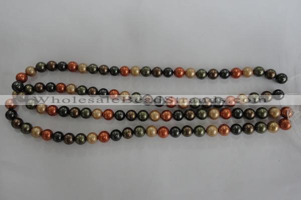 CSB1046 15.5 inches 8mm round mixed color shell pearl beads