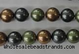 CSB1057 15.5 inches 10mm round mixed color shell pearl beads