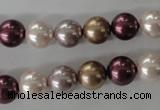 CSB1059 15.5 inches 10mm round mixed color shell pearl beads