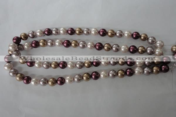 CSB1059 15.5 inches 10mm round mixed color shell pearl beads