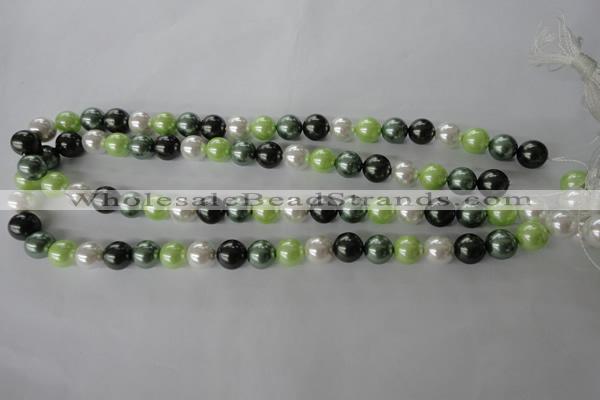 CSB1060 15.5 inches 10mm round mixed color shell pearl beads