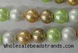 CSB1062 15.5 inches 10mm round mixed color shell pearl beads