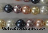 CSB1067 15.5 inches 10mm round mixed color shell pearl beads