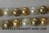 CSB1068 15.5 inches 10mm round mixed color shell pearl beads