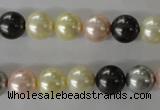 CSB1071 15.5 inches 10mm round mixed color shell pearl beads