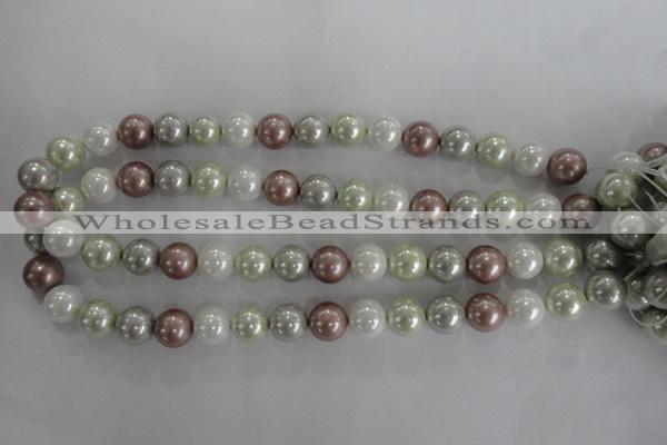 CSB1080 15.5 inches 12mm round mixed color shell pearl beads