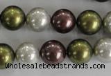 CSB1081 15.5 inches 12mm round mixed color shell pearl beads