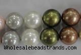 CSB1085 15.5 inches 12mm round mixed color shell pearl beads