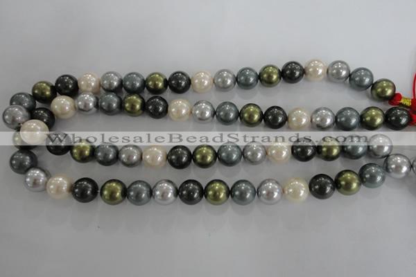 CSB1086 15.5 inches 12mm round mixed color shell pearl beads