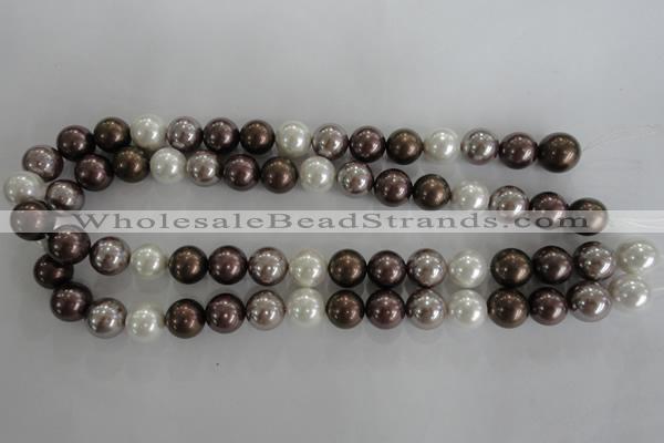 CSB1087 15.5 inches 12mm round mixed color shell pearl beads