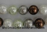 CSB1090 15.5 inches 12mm round mixed color shell pearl beads