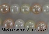 CSB1092 15.5 inches 12mm round mixed color shell pearl beads