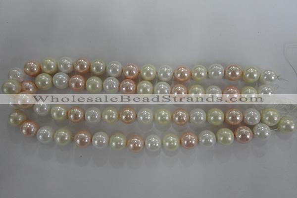 CSB1092 15.5 inches 12mm round mixed color shell pearl beads