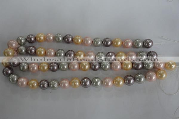 CSB1093 15.5 inches 12mm round mixed color shell pearl beads