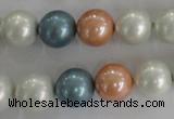 CSB1095 15.5 inches 12mm round mixed color shell pearl beads