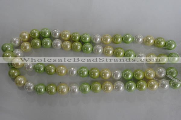 CSB1104 15.5 inches 12mm round mixed color shell pearl beads