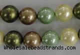 CSB1107 15.5 inches 12mm round mixed color shell pearl beads