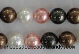 CSB1111 15.5 inches 12mm round mixed color shell pearl beads