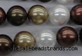 CSB1122 15.5 inches 14mm round mixed color shell pearl beads