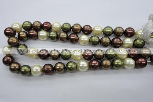 CSB1128 15.5 inches 14mm round mixed color shell pearl beads