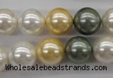 CSB1130 15.5 inches 14mm round mixed color shell pearl beads