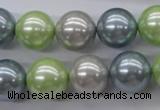 CSB1135 15.5 inches 14mm round mixed color shell pearl beads