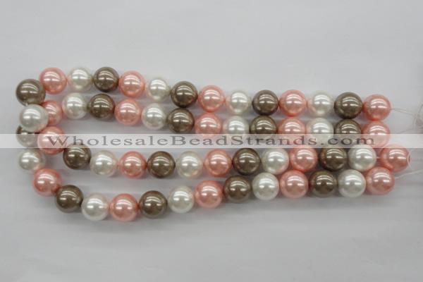 CSB1137 15.5 inches 14mm round mixed color shell pearl beads