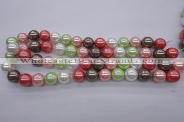 CSB1138 15.5 inches 14mm round mixed color shell pearl beads