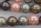 CSB1140 15.5 inches 14mm round mixed color shell pearl beads