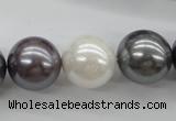 CSB1150 15.5 inches 16mm round mixed color shell pearl beads