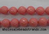 CSB1178 15.5 inches 10mm faceted round shell pearl beads