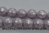 CSB1181 15.5 inches 8mm faceted round shell pearl beads